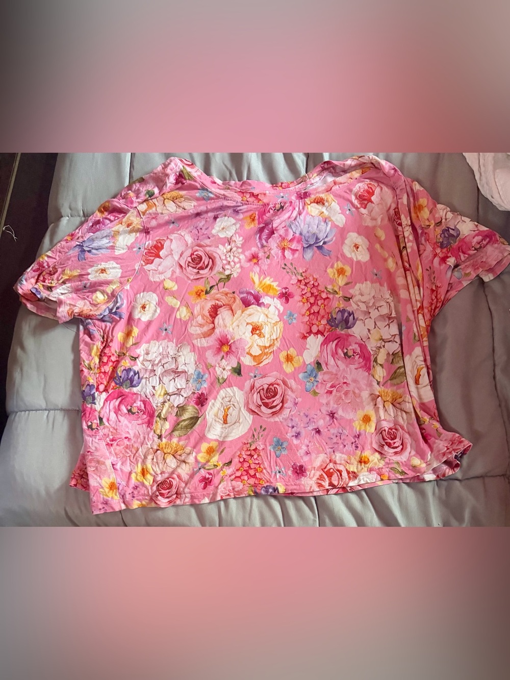 Posh Peanut Pink Floral Short-Sleeve PJ Pajama Sleep Top